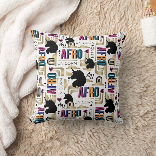 Afro Unicorn Bold Pattern Cushion (Blanket)