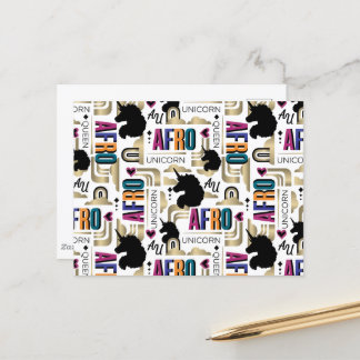 Afro Unicorn Bold Pattern Postcard