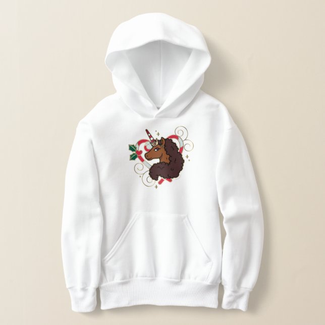 Afro Unicorn Candy Cane Heart Holiday (Laydown)