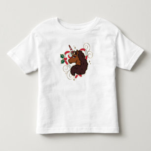 Afro Unicorn Candy Cane Heart Holiday Toddler T-Shirt