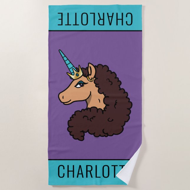 Afro Unicorn | Divine Beach Towel (Front)
