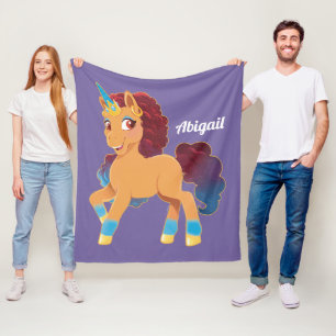 Afro Unicorn Divine Prancing Fleece Blanket