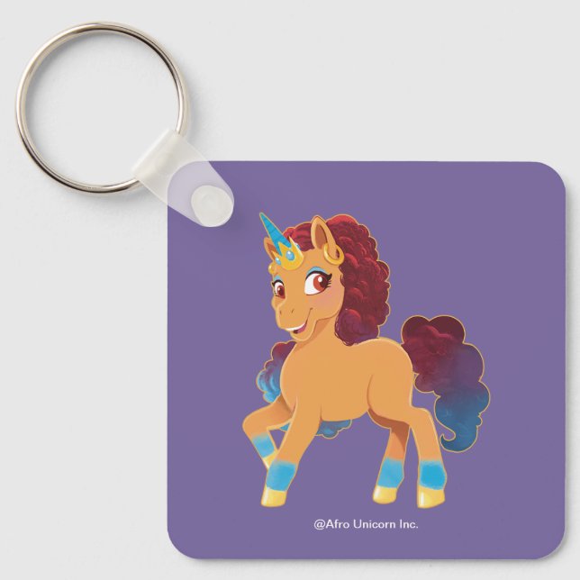 Afro Unicorn | Divine Prancing Key Ring (Front)