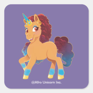 Afro Unicorn   Divine Prancing Square Sticker