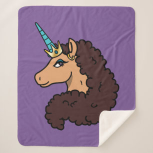 Afro Unicorn Divine Sherpa Blanket