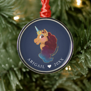 Afro Unicorn   Divine the Unicorn Metal Tree Decoration