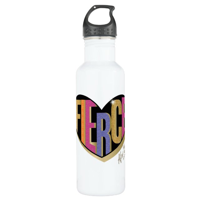 Afro Unicorn Fierce Heart Design 710 Ml Water Bottle (Front)