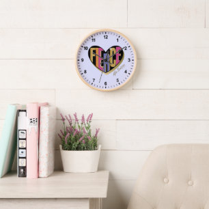 Afro Unicorn Fierce Heart Design Clock