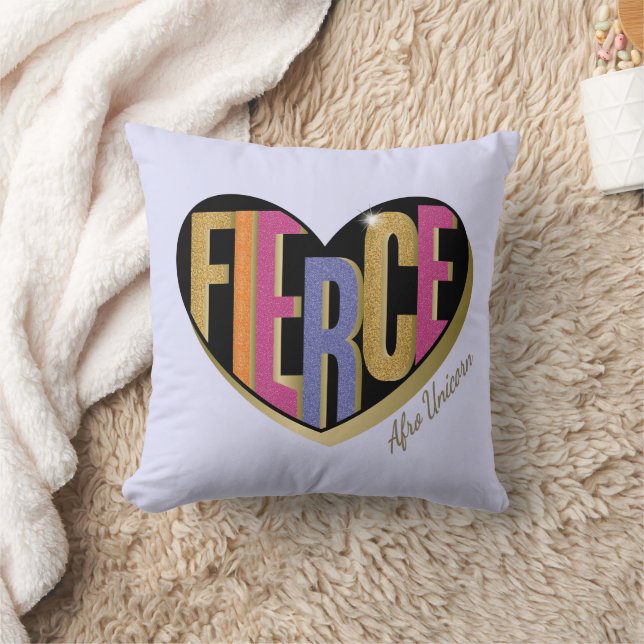 Afro Unicorn Fierce Heart Design Cushion (Blanket)