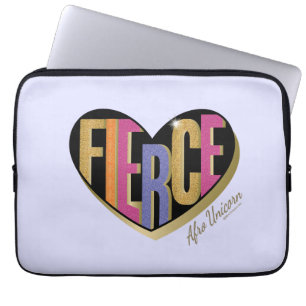 Afro Unicorn Fierce Heart Design Laptop Sleeve