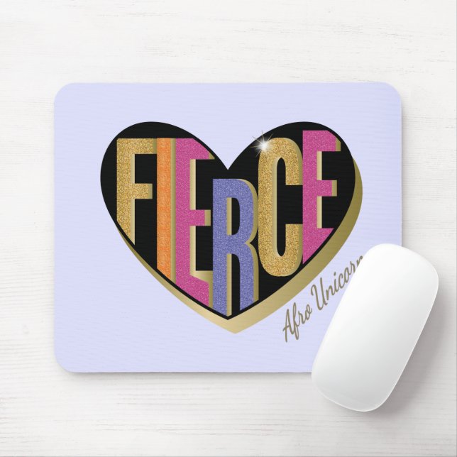 Afro Unicorn Fierce Heart Design Mouse Mat (With Mouse)
