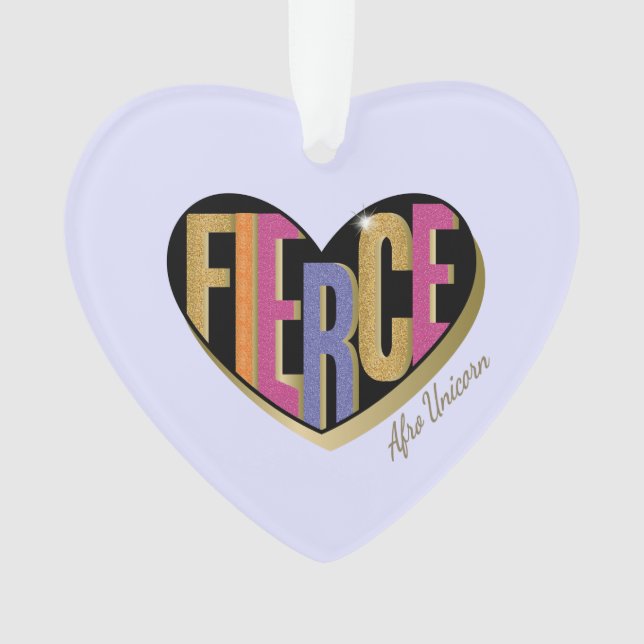 Afro Unicorn Fierce Heart Design Ornament (Front)