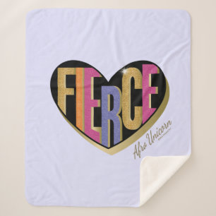 Afro Unicorn Fierce Heart Design Sherpa Blanket