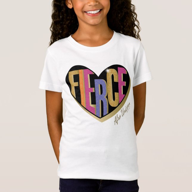 Afro Unicorn Fierce Heart Design T-Shirt (Front)