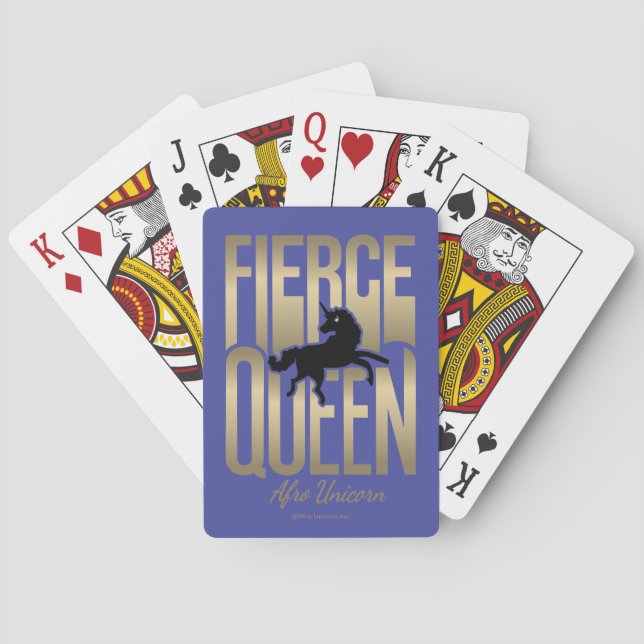 Afro Unicorn Fierce Queen Playing Cards (Back)