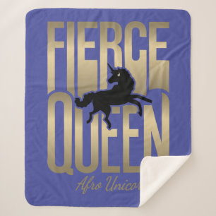 Afro Unicorn Fierce Queen Sherpa Blanket