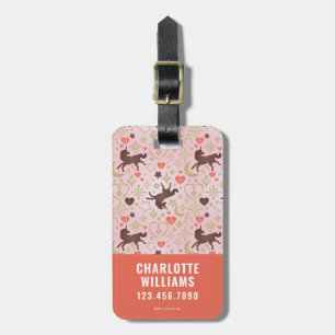 Afro Unicorn Heart & Star Pink  Pattern Luggage Tag