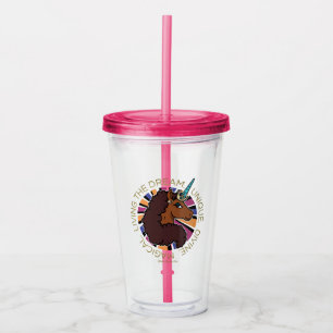 Afro Unicorn Living the Dream Design Acrylic Tumbler