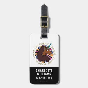 Afro Unicorn Living the Dream Design Luggage Tag