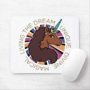 Afro Unicorn Living the Dream Design Mouse Mat