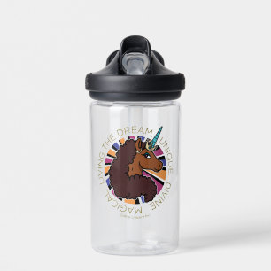 Afro Unicorn Living the Dream Design Water Bottle