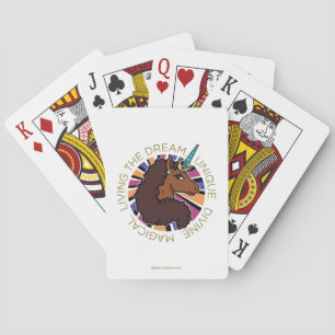 Afro Unicorn Living the Dream Playing Cards