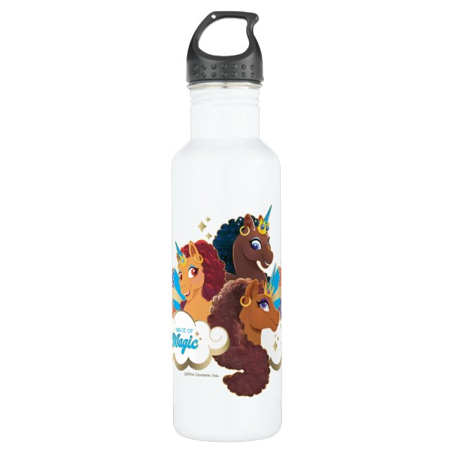 Afro Unicorn “Made of Magic” Trio Design 710 Ml Water Bottle (Front)