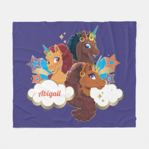 Afro Unicorn “Made of Magic” Trio Design Fleece Blanket