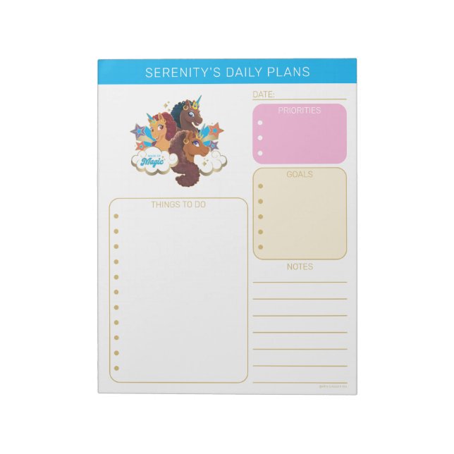 Afro Unicorn “Made of Magic” Trio Design Notepad (Rotated)