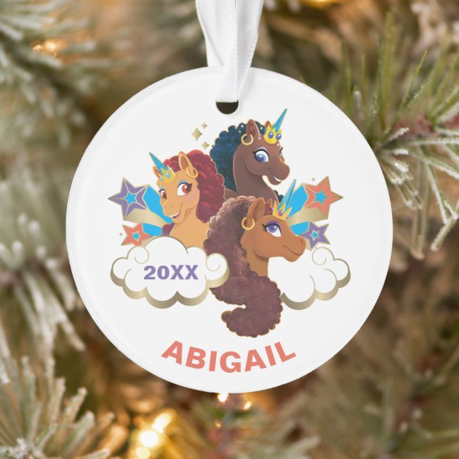 Afro Unicorn “Made of Magic” Trio Design Ornament (Tree)