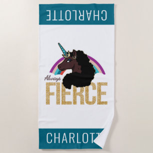 Afro Unicorn Magical - Always Fierce Beach Towel