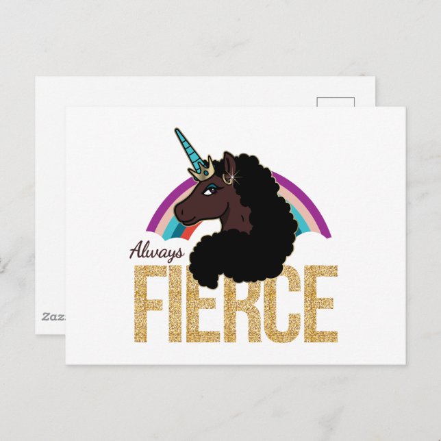Afro Unicorn | Magical - Always Fierce Postcard (Front/Back)