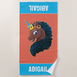 Afro Unicorn Magical Beach Towel