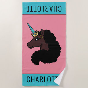 Afro Unicorn Magical Beach Towel