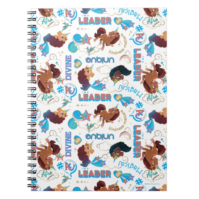 Afro Unicorn Magical Empowering Pattern Notebook (Front)