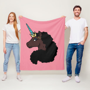 Afro Unicorn Magical Fleece Blanket