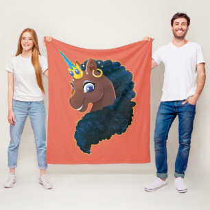 Afro Unicorn Magical Fleece Blanket