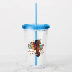 Afro Unicorn   Magical Girls Birthday Acrylic Tumbler