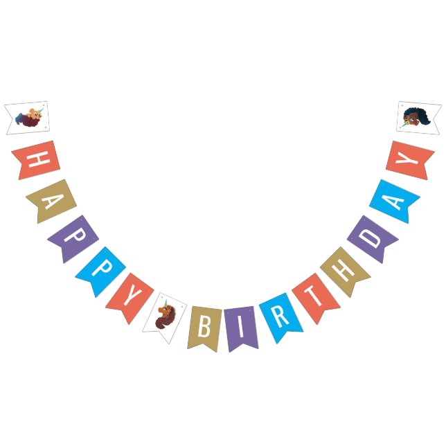 Afro Unicorn | Magical Happy Birthday Bunting (All)