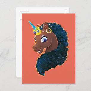 Afro Unicorn   Magical Postcard