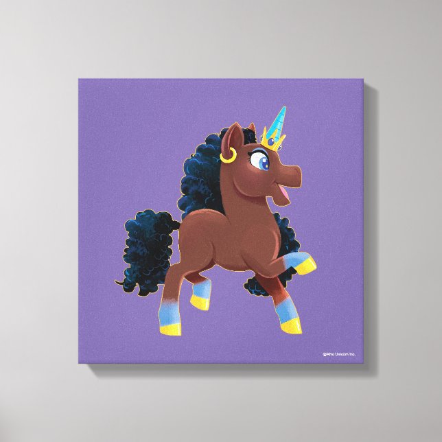 Afro Unicorn | Magical Prancing Canvas Print (Front)