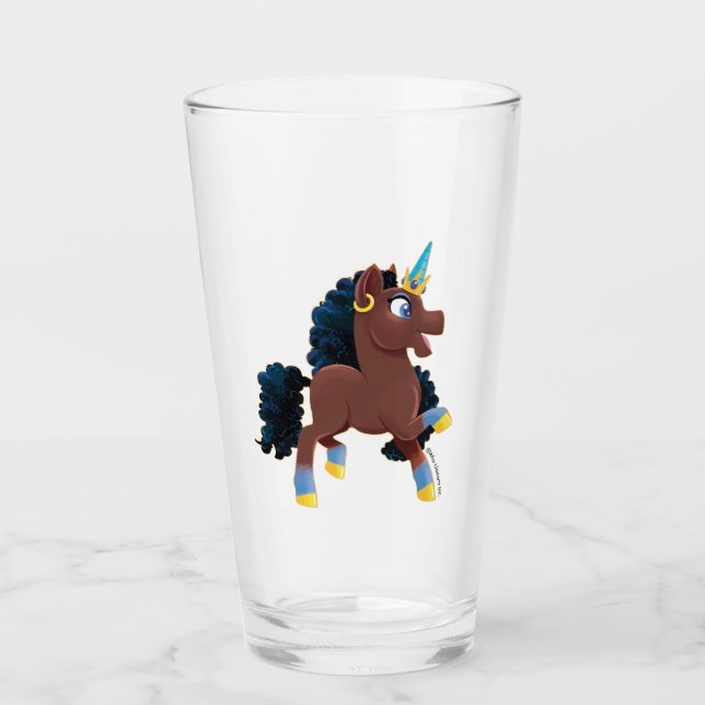 Afro Unicorn | Magical Prancing Glass (Front)