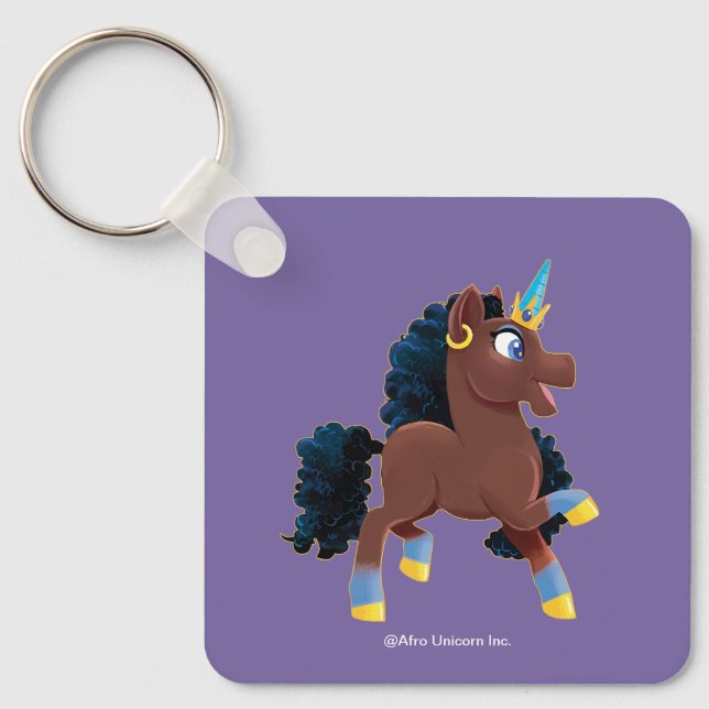 Afro Unicorn | Magical Prancing Key Ring (Front)