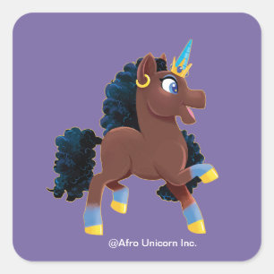 Afro Unicorn   Magical Prancing Square Sticker