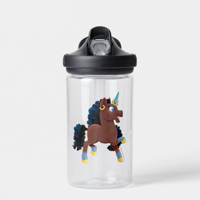 Afro Unicorn | Magical Prancing Water Bottle (Front)