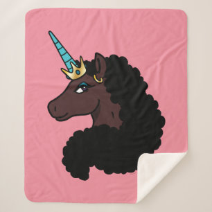 Afro Unicorn Magical Sherpa Blanket