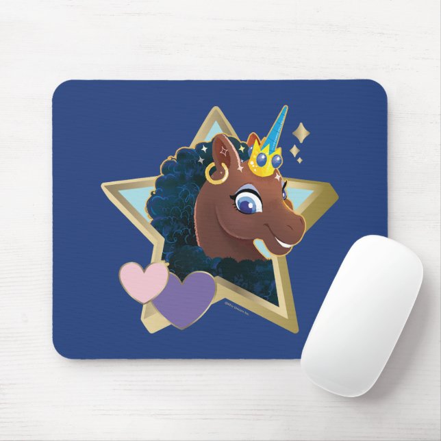 Afro Unicorn Magical Star Mouse Mat (With Mouse)