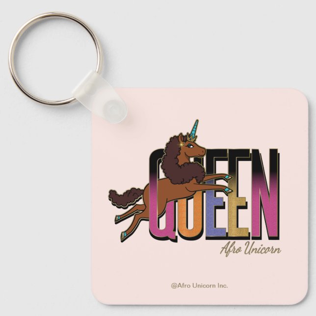 Afro Unicorn Queen Design Key Ring (Front)