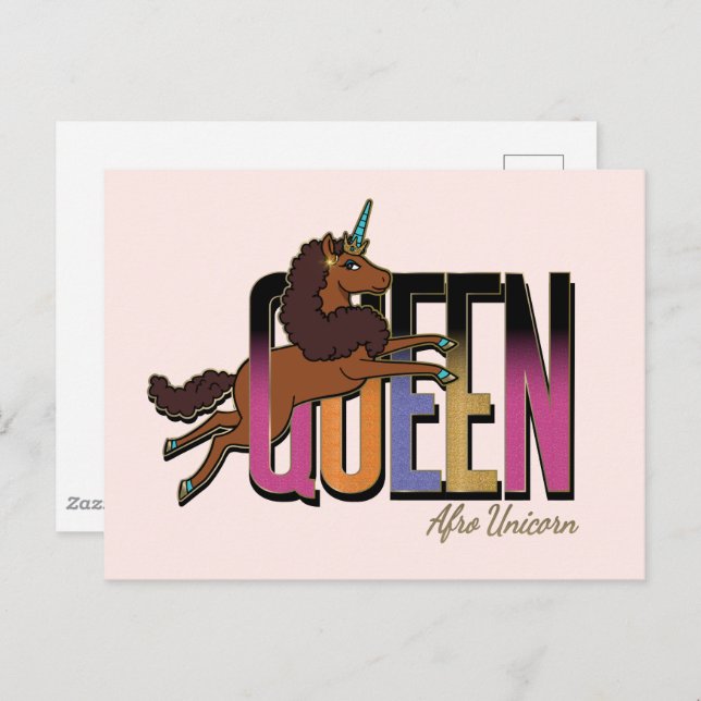 Afro Unicorn Queen Design Postcard (Front/Back)