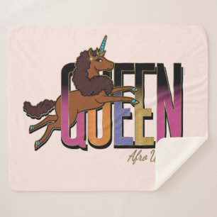 Afro Unicorn Queen Design Sherpa Blanket